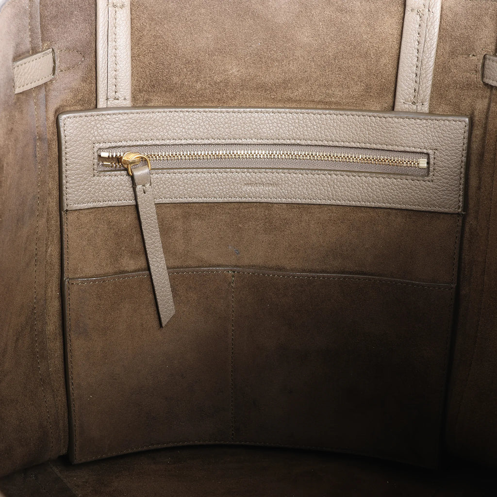 Celine Cabas Phantom Small Leather Shoulder Bag in Taupe