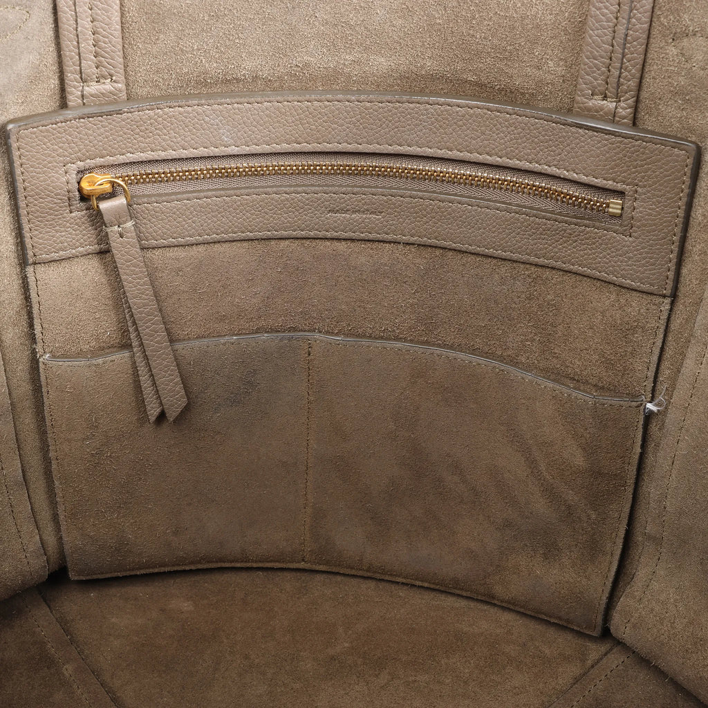 Celine Cabas Phantom Small Leather Shoulder Bag in Taupe