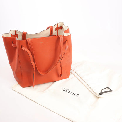 Celine Cabas Phantom Small Leather Shoulder Bag in Orange