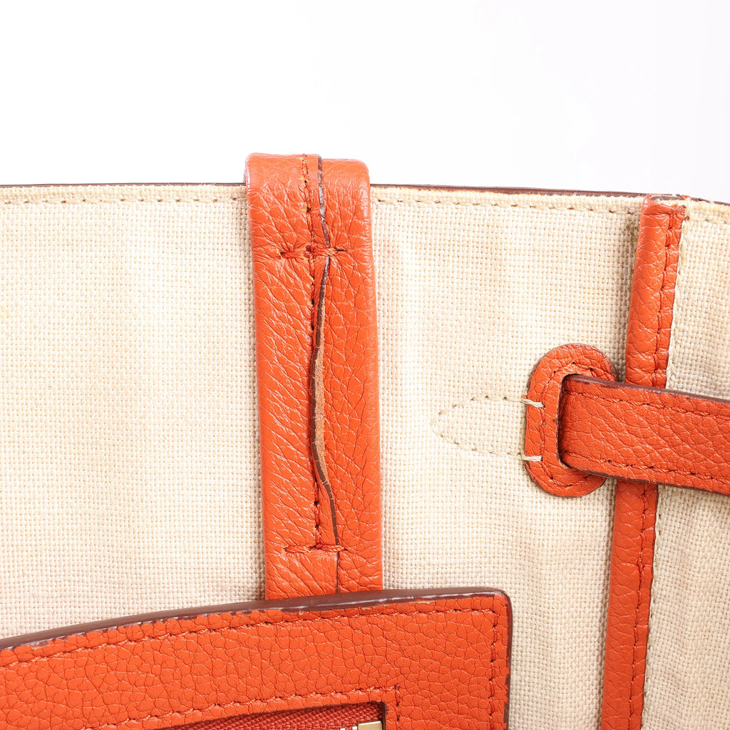 Celine Cabas Phantom Small Leather Shoulder Bag in Orange