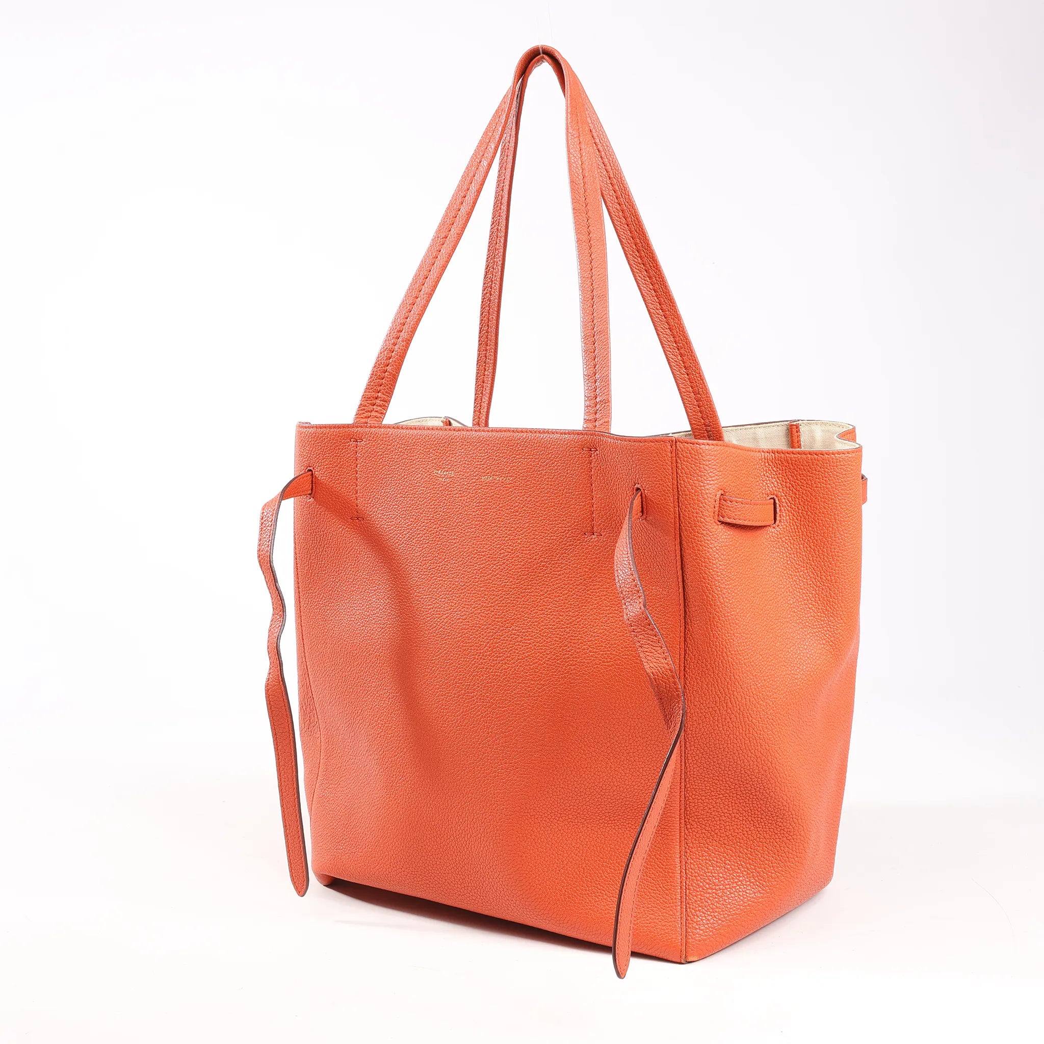 Celine Cabas Phantom Small Leather Shoulder Bag in Orange