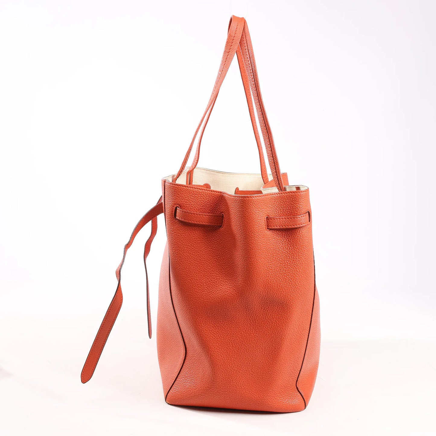 Celine Cabas Phantom Small Leather Shoulder Bag in Orange