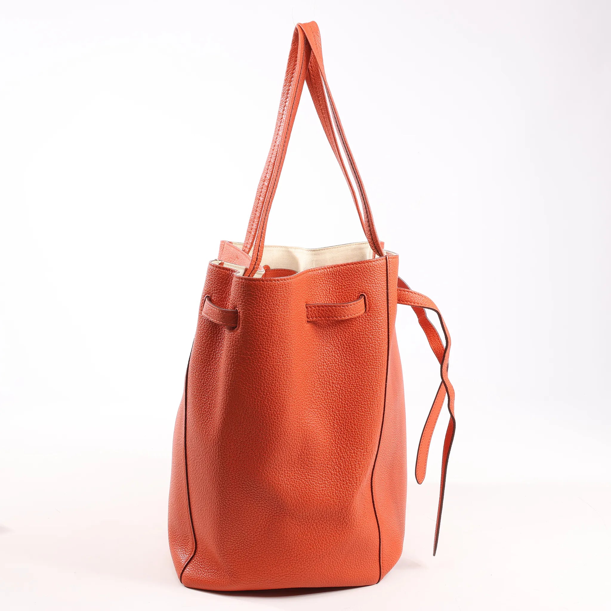 Celine Cabas Phantom Small Leather Shoulder Bag in Orange