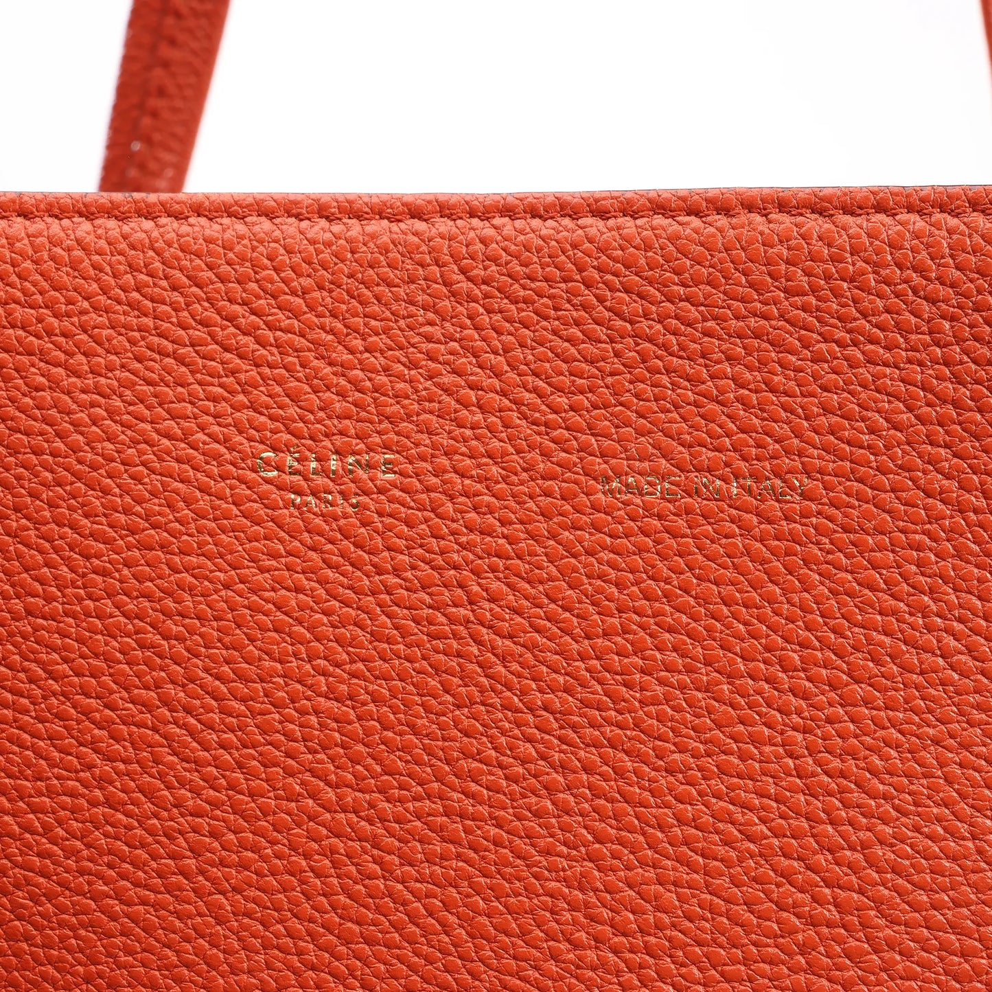Celine Cabas Phantom Small Leather Shoulder Bag in Orange