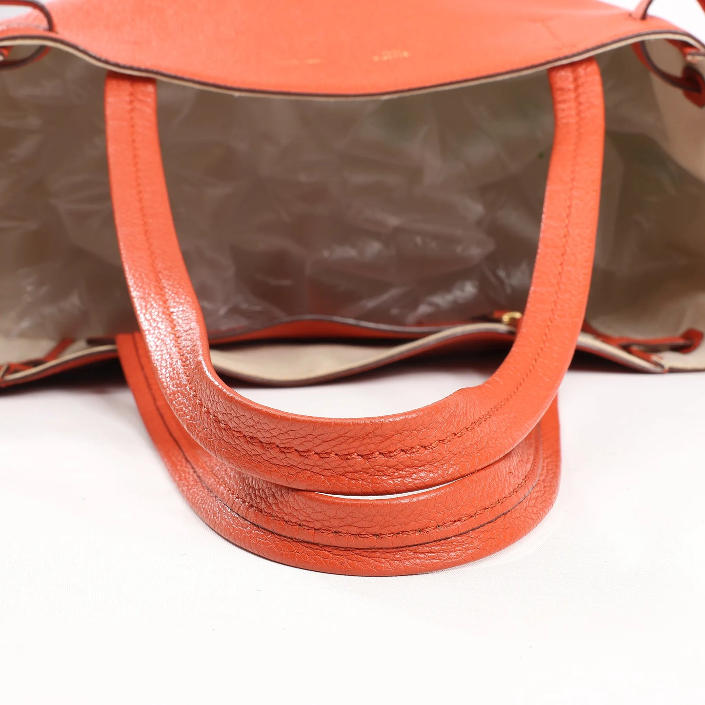 Celine Cabas Phantom Small Leather Shoulder Bag in Orange