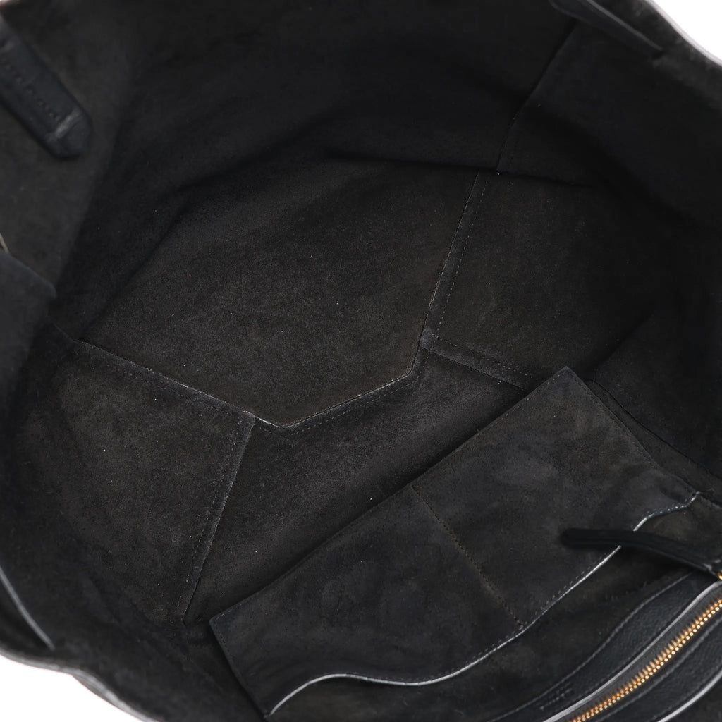 Celine Cabas Phantom Small Leather Shoulder Bag in Black