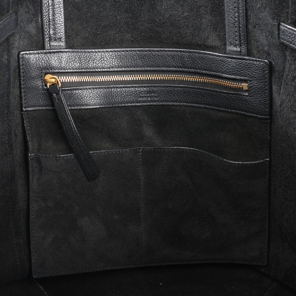 Celine Cabas Phantom Small Leather Shoulder Bag in Black