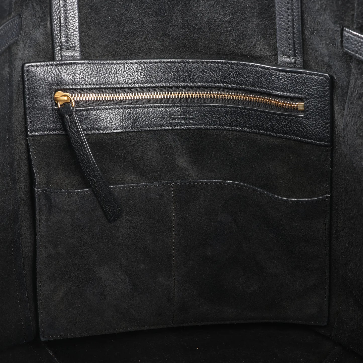 Celine Cabas Phantom Small Leather Shoulder Bag in Black