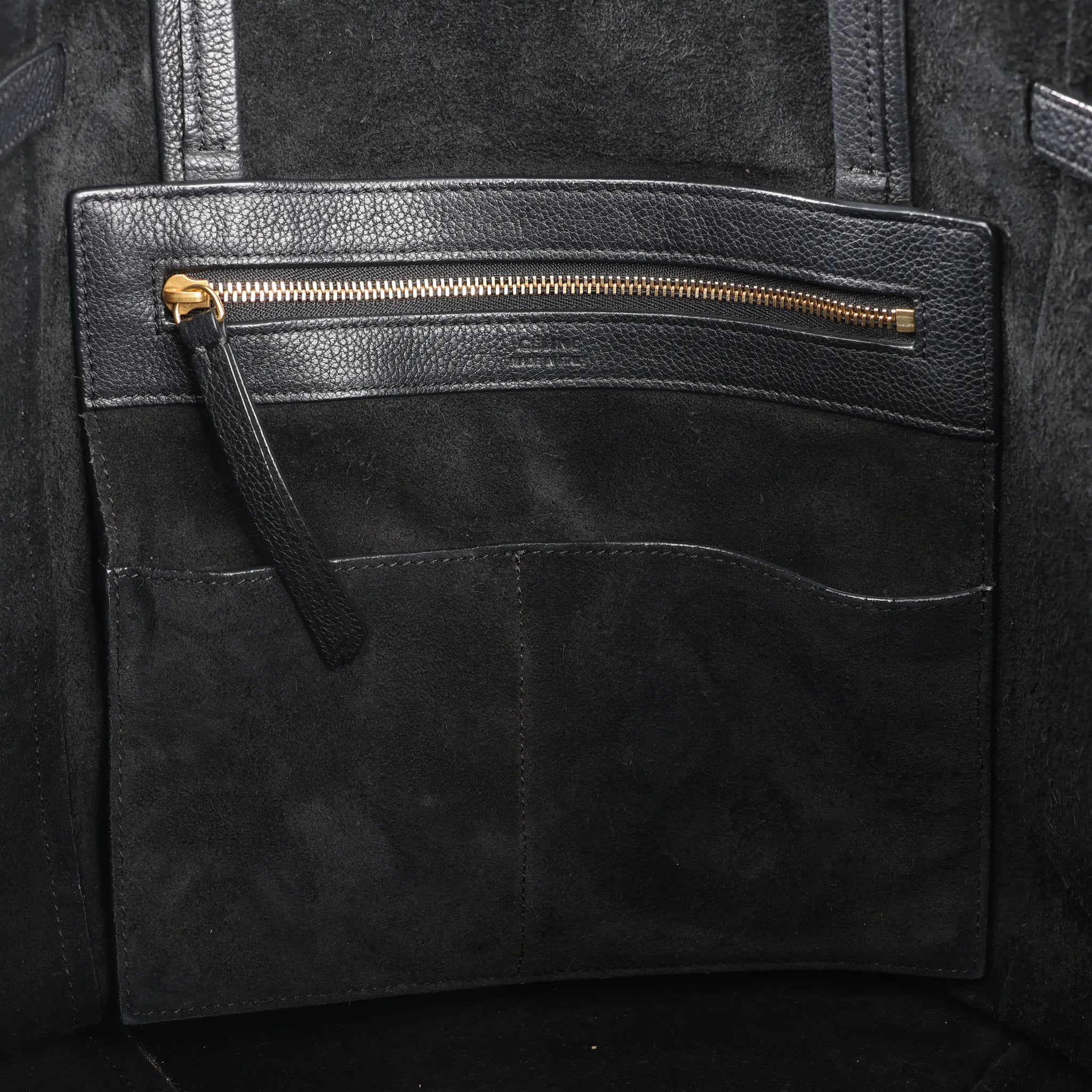 Celine Cabas Phantom Small Leather Shoulder Bag in Black