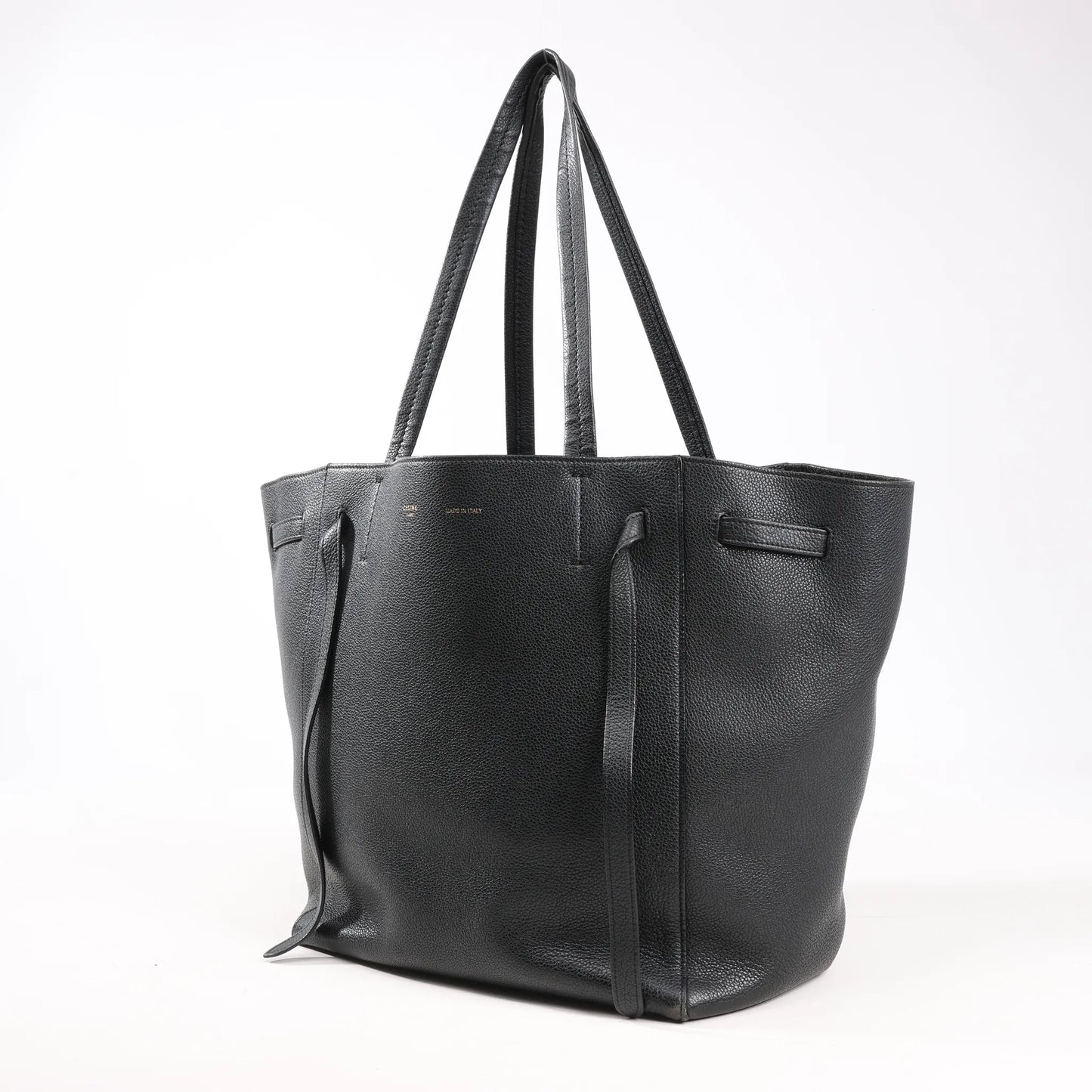 Celine Cabas Phantom Small Leather Shoulder Bag in Black