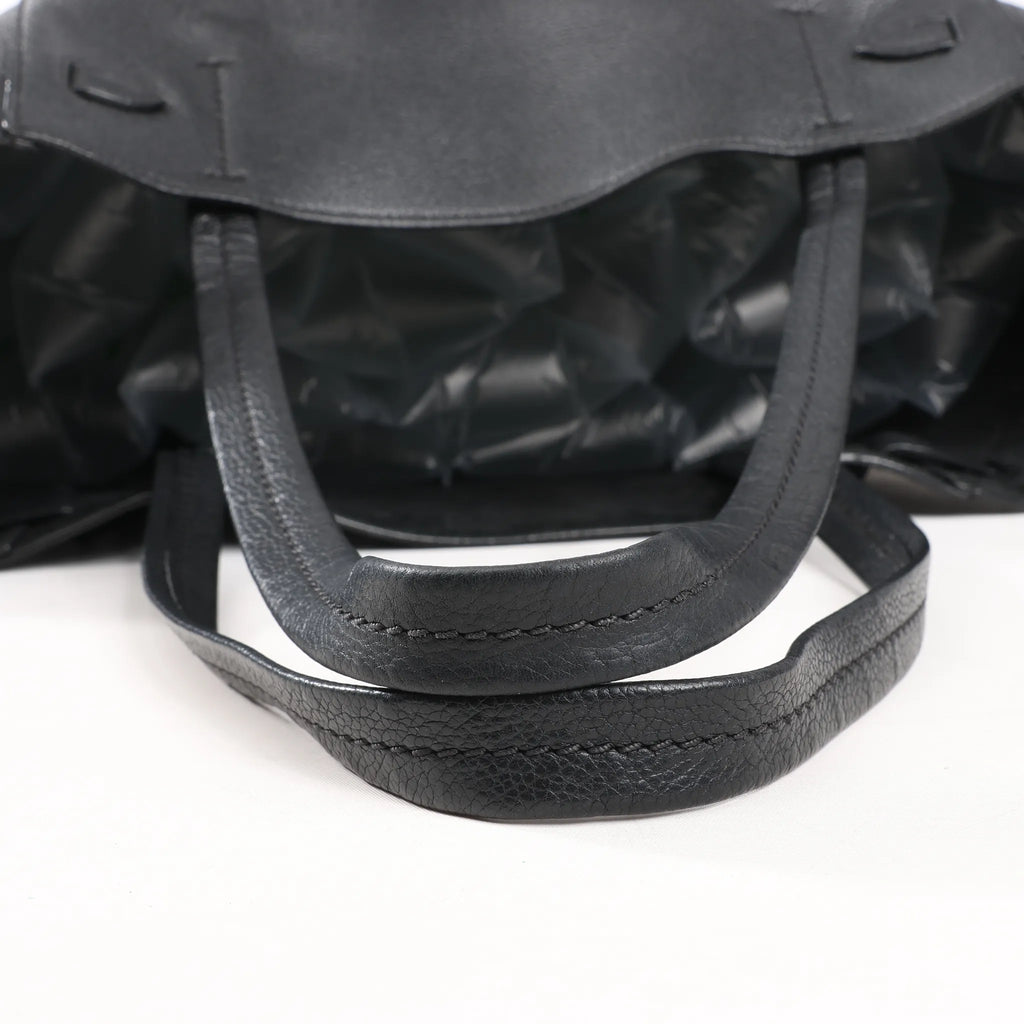 Celine Cabas Phantom Small Leather Shoulder Bag in Black
