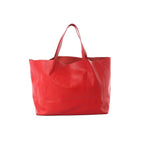 Red leather CELINE Cabas Horizontal tote bag with long shoulder straps and open top, photographed on a white background.