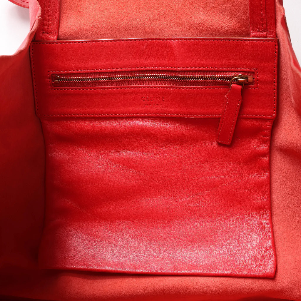 CELINE Cabas Horizontal Leather 2Way Handbag in Red