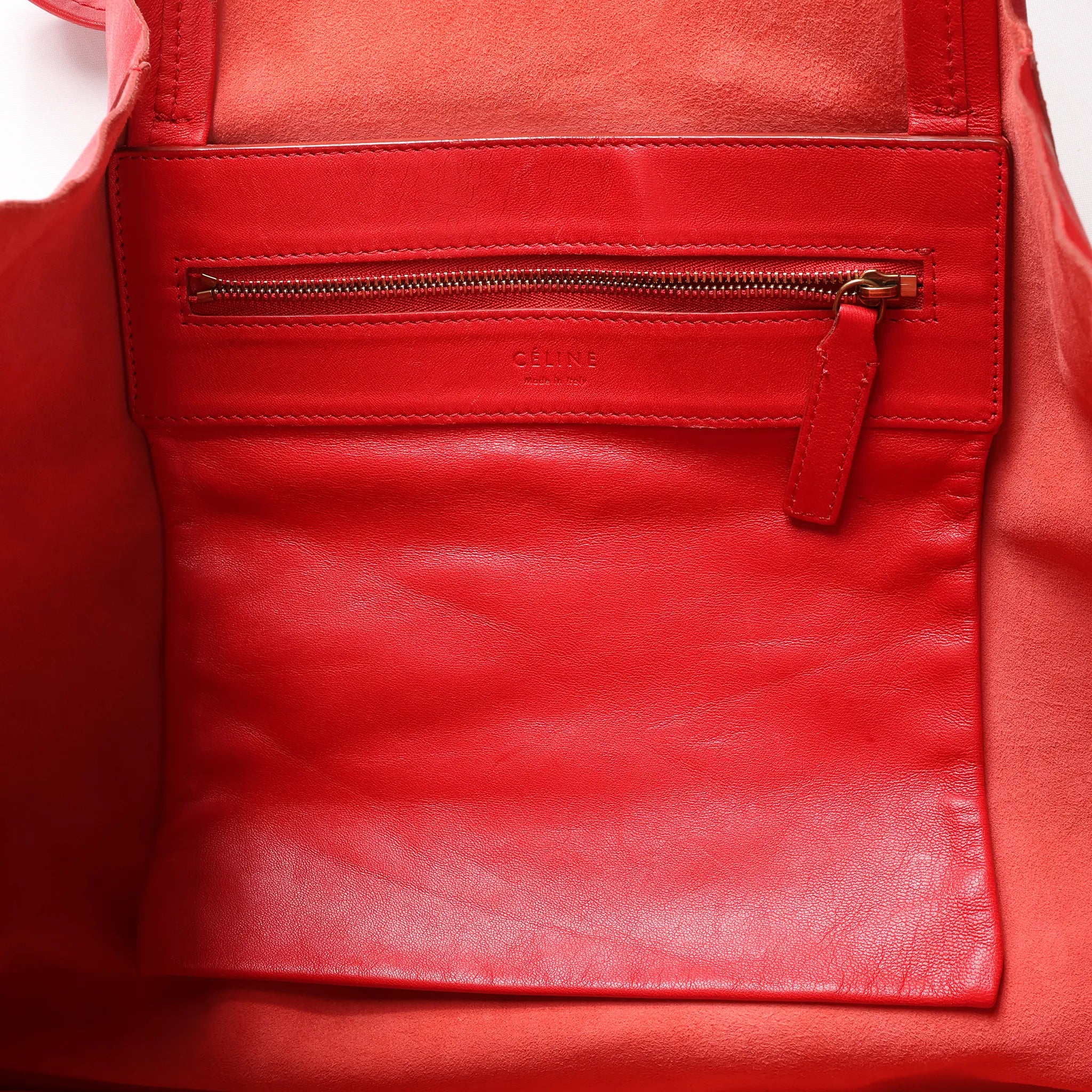 CELINE Cabas Horizontal Leather 2Way Handbag in Red