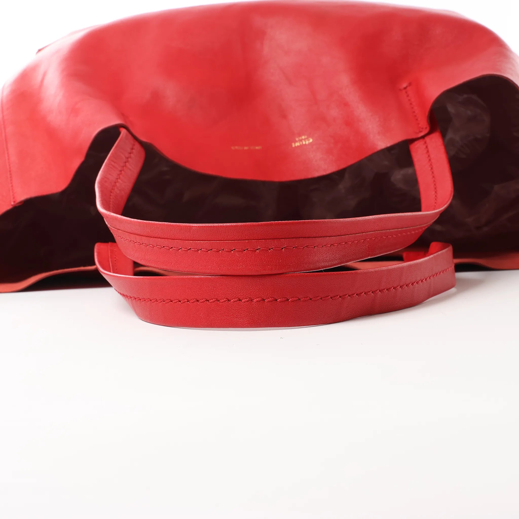 CELINE Cabas Horizontal Leather 2Way Handbag in Red