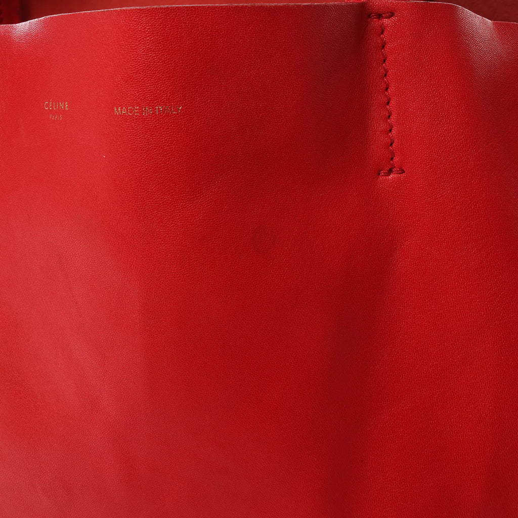 CELINE Cabas Horizontal Leather 2Way Handbag in Red
