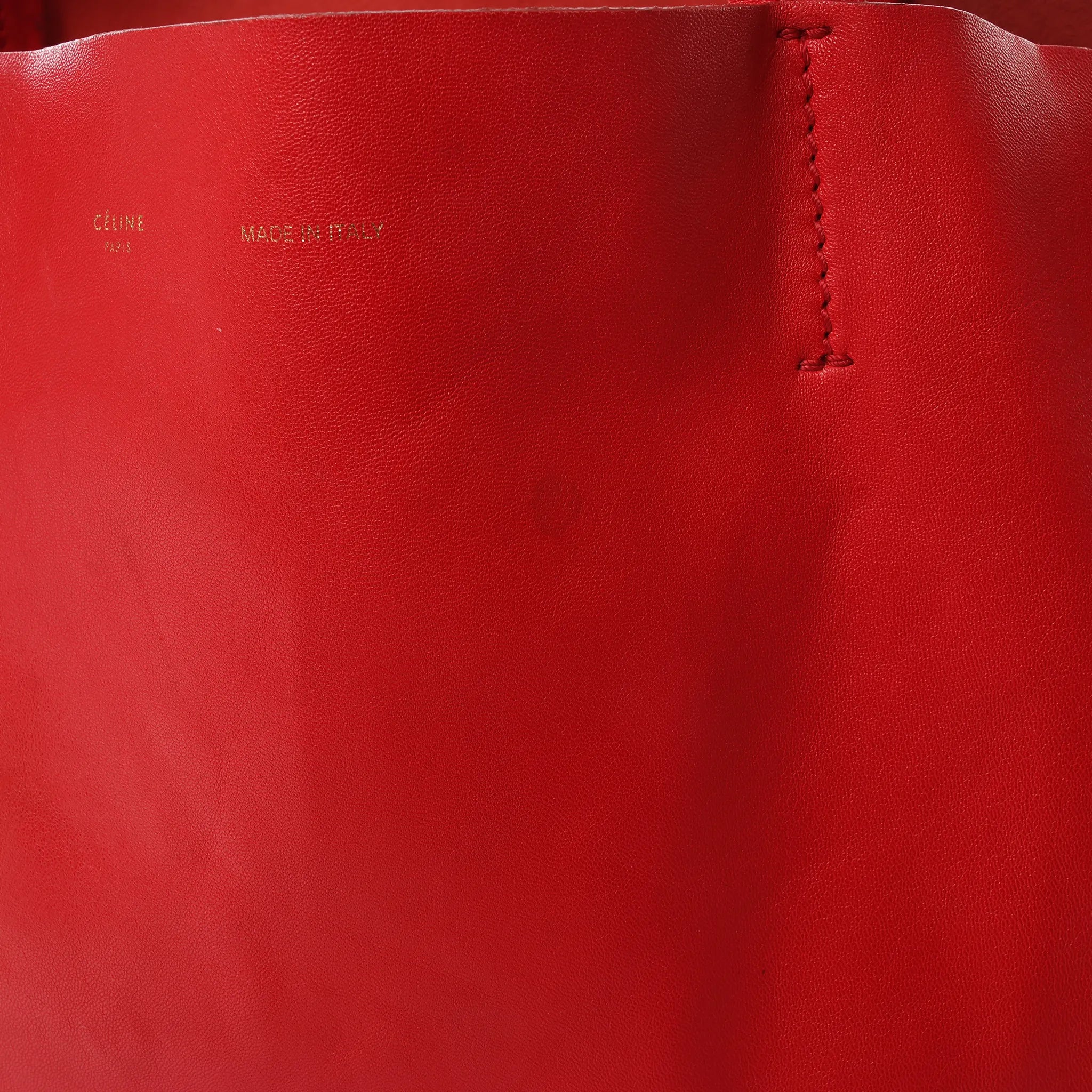CELINE Cabas Horizontal Leather 2Way Handbag in Red