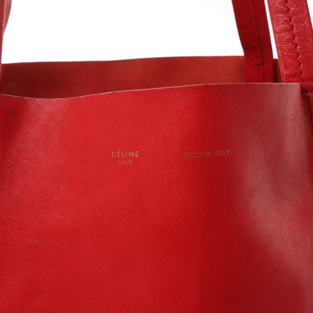 CELINE Cabas Horizontal Leather 2Way Handbag in Red