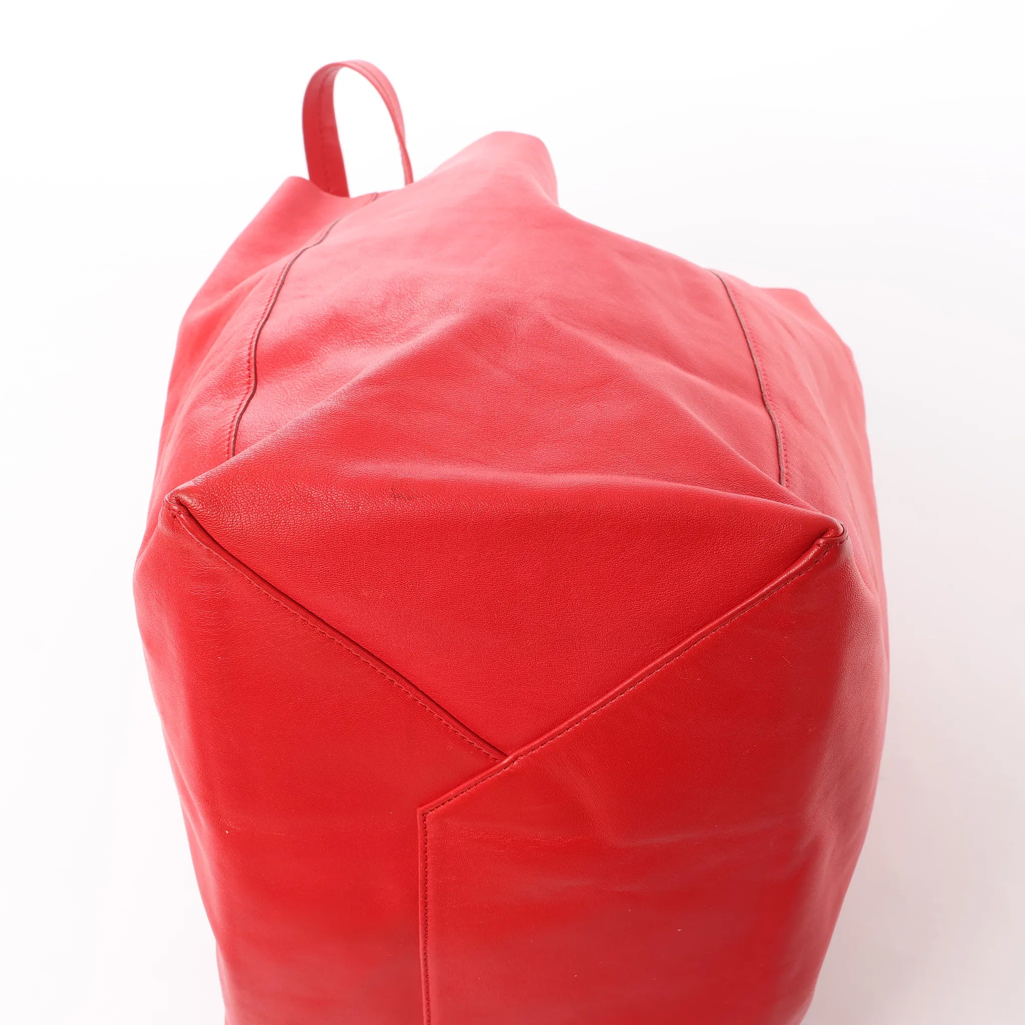 CELINE Cabas Horizontal Leather 2Way Handbag in Red
