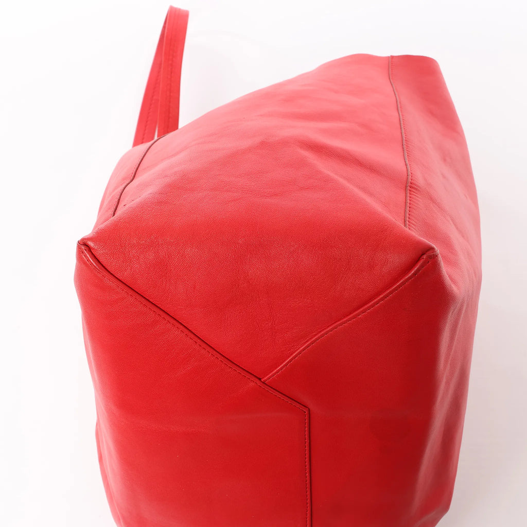 CELINE Cabas Horizontal Leather 2Way Handbag in Red