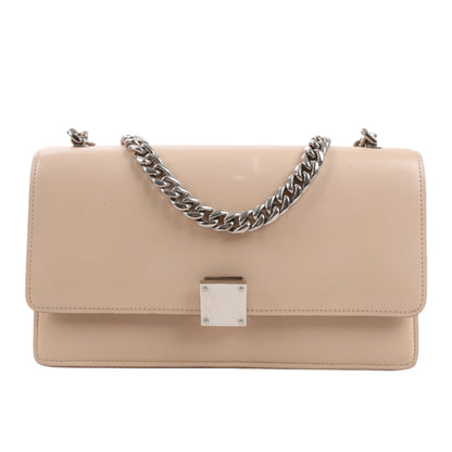 Sac à bandoulière en cuir à rabat Celine avec chaîne, beige