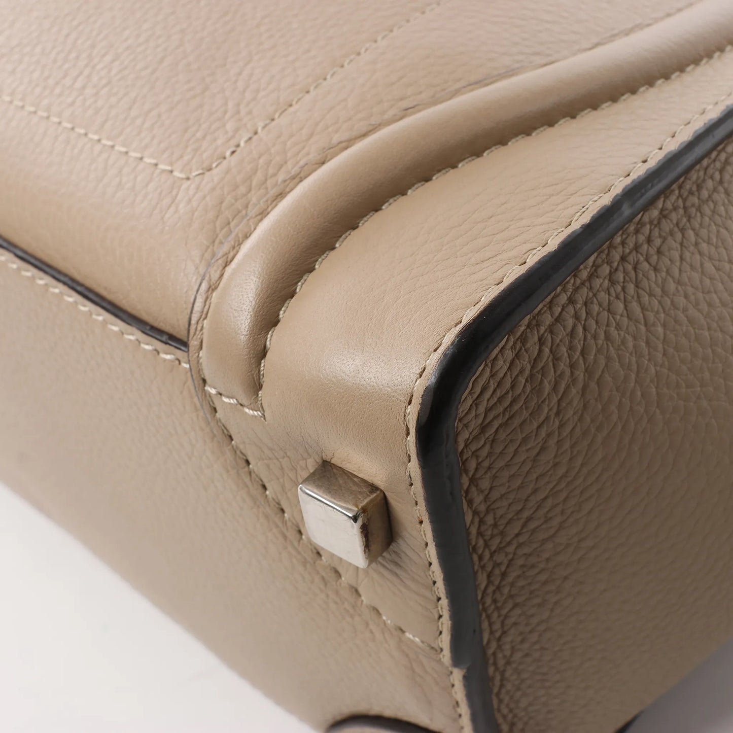 Celine Luggage Micro Leather Handbag in Beige