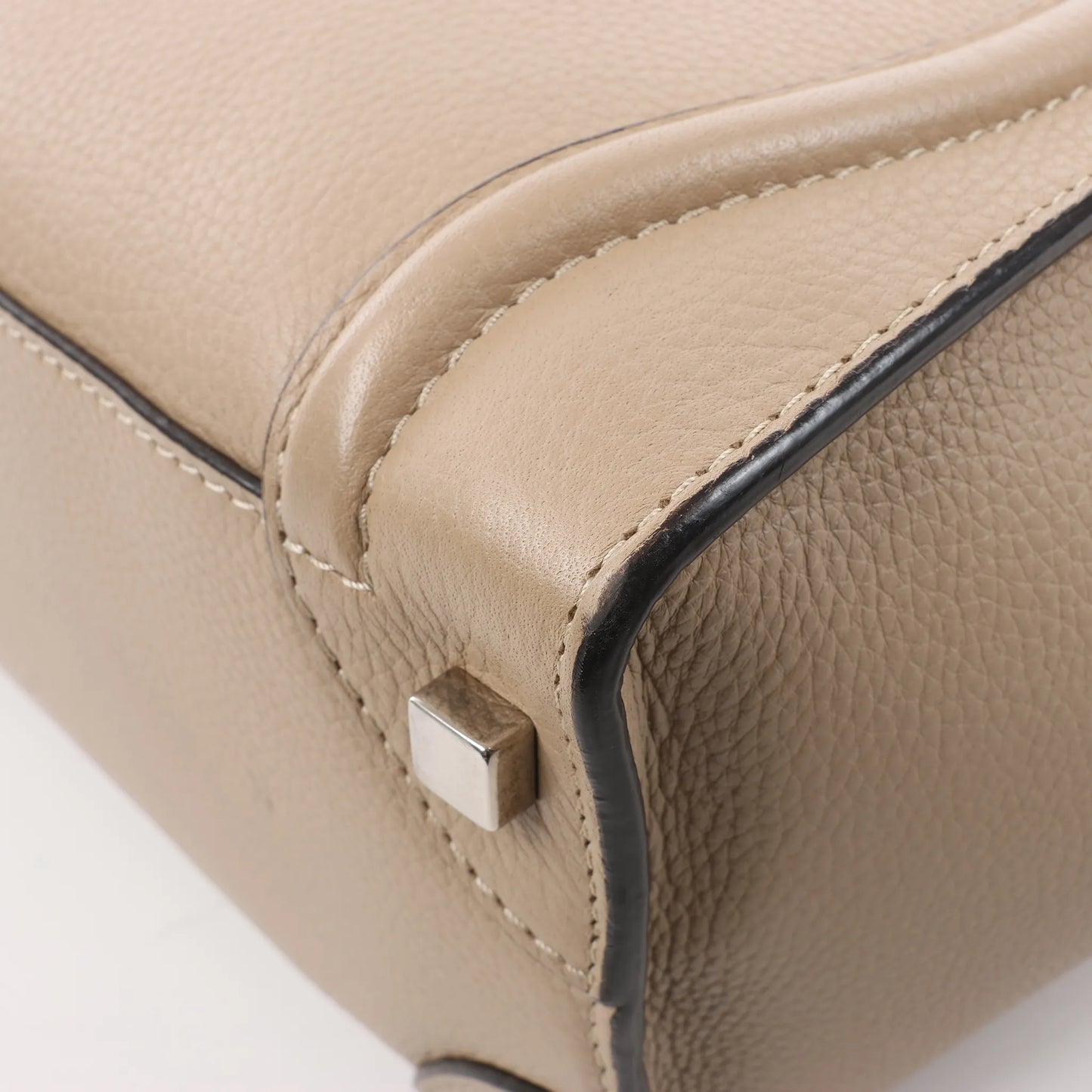 Celine Luggage Micro Leather Handbag in Beige