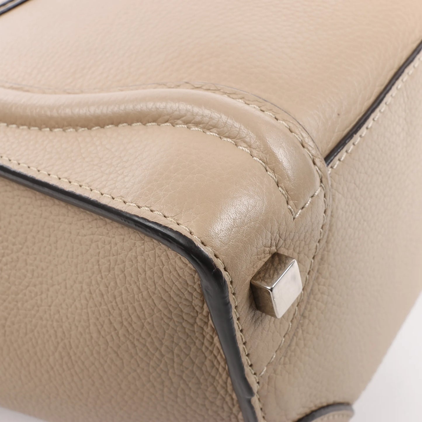 Celine Luggage Micro Leather Handbag in Beige