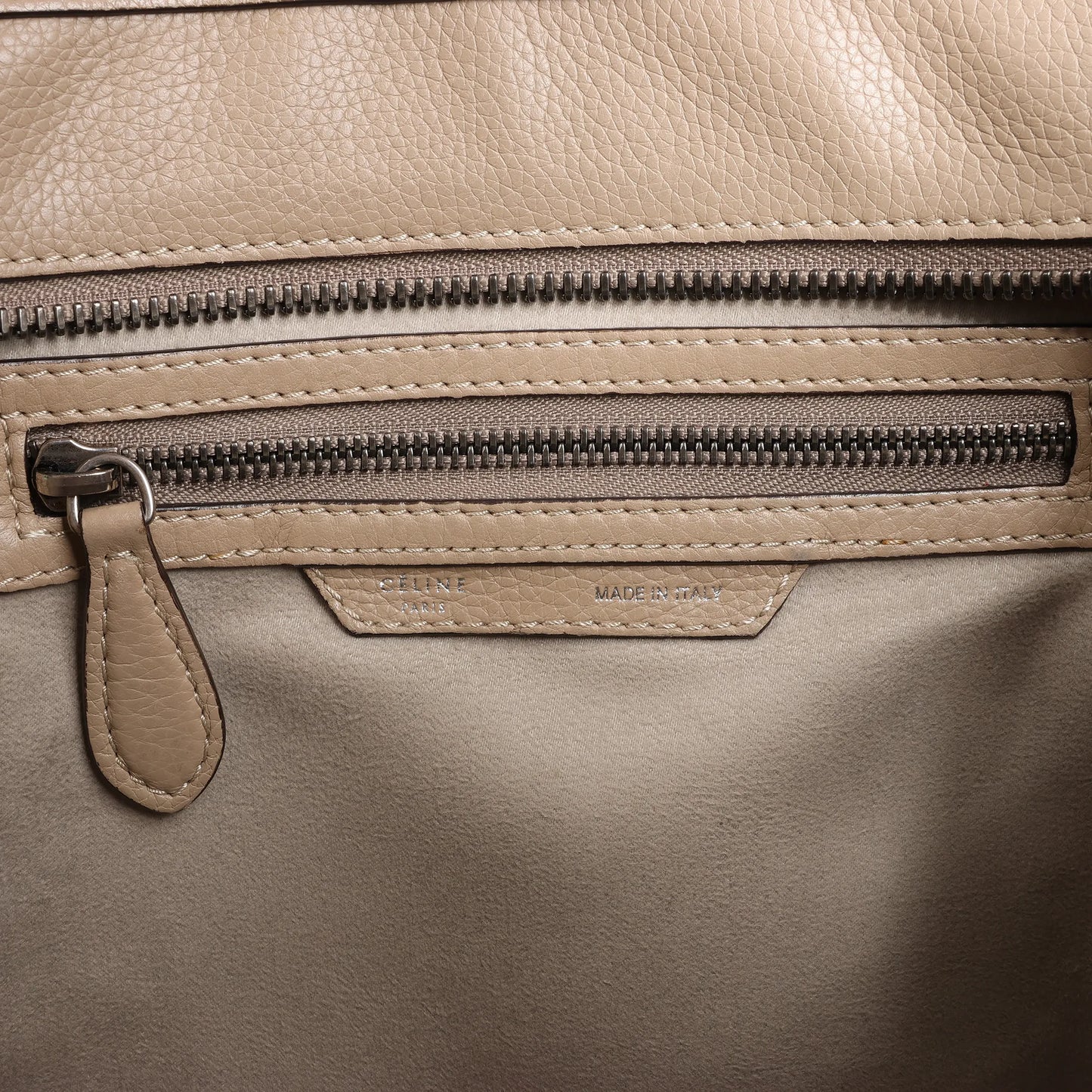 Celine Luggage Micro Leather Handbag in Beige