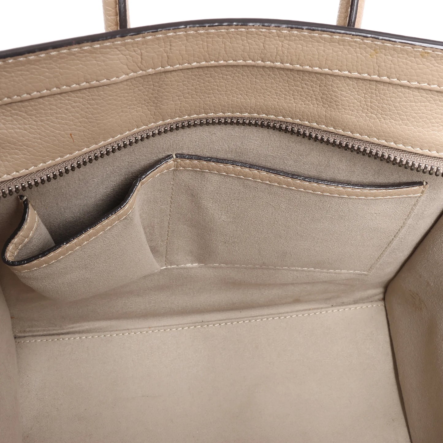 Celine Luggage Micro Leather Handbag in Beige