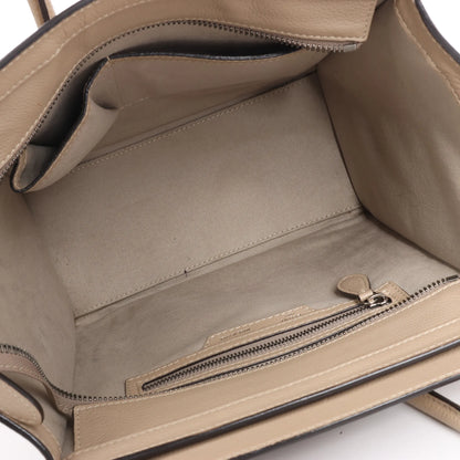 Celine Luggage Micro Leather Handbag in Beige