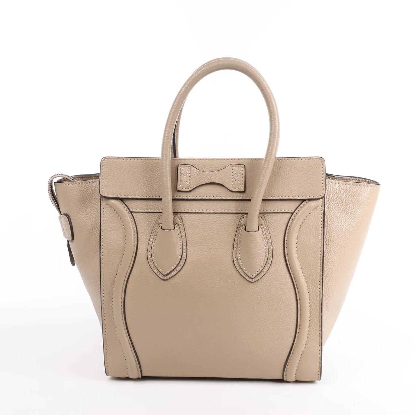 Celine Luggage Micro Leather Handbag in Beige