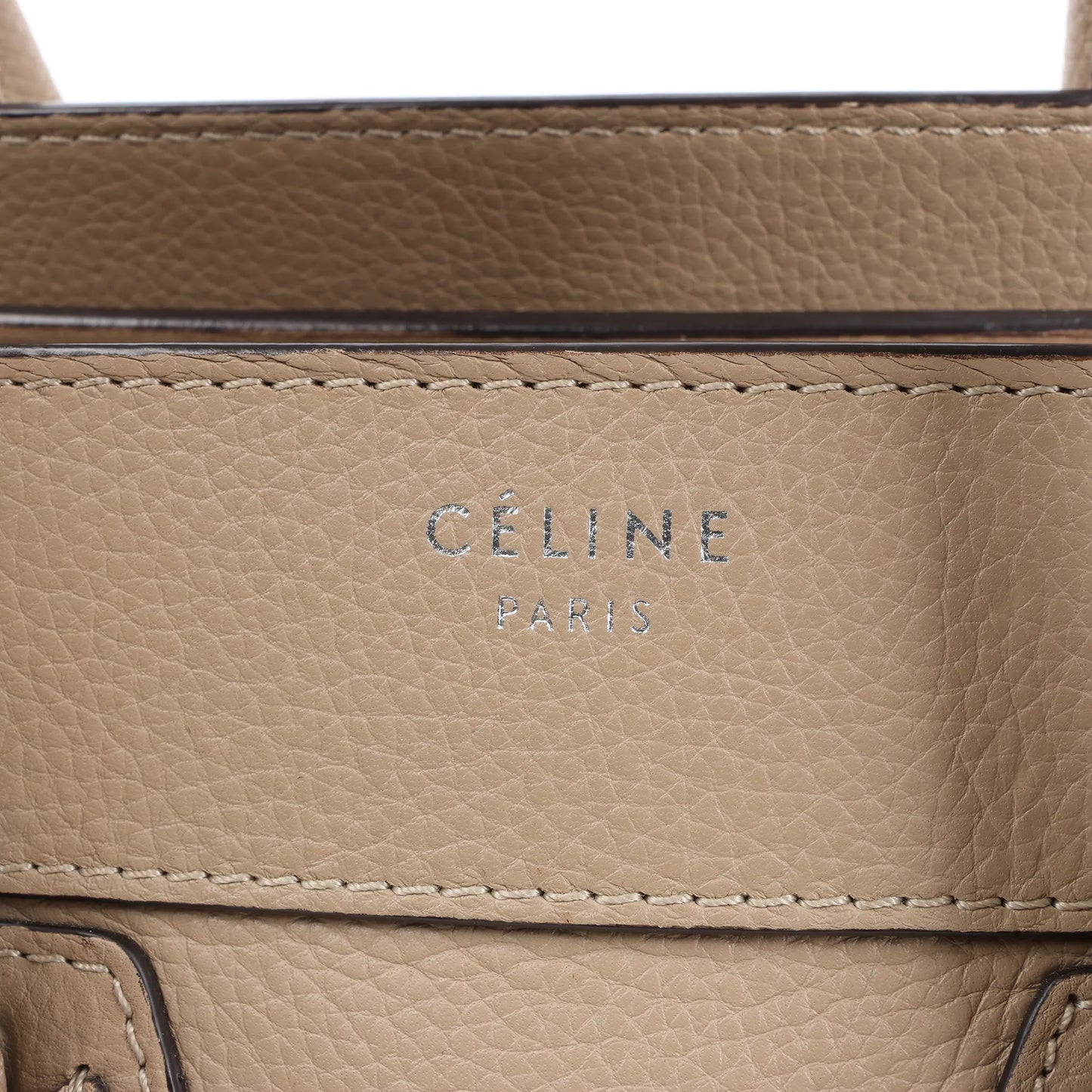 Celine Luggage Micro Leather Handbag in Beige