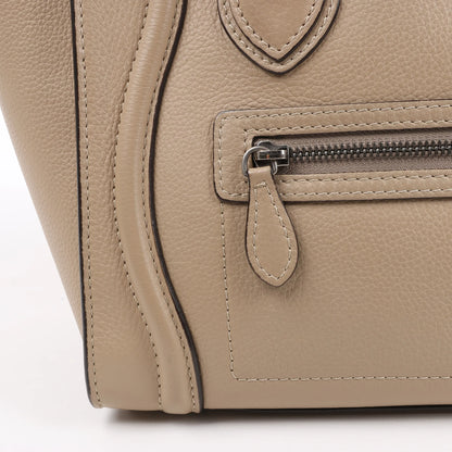 Celine Luggage Micro Leather Handbag in Beige