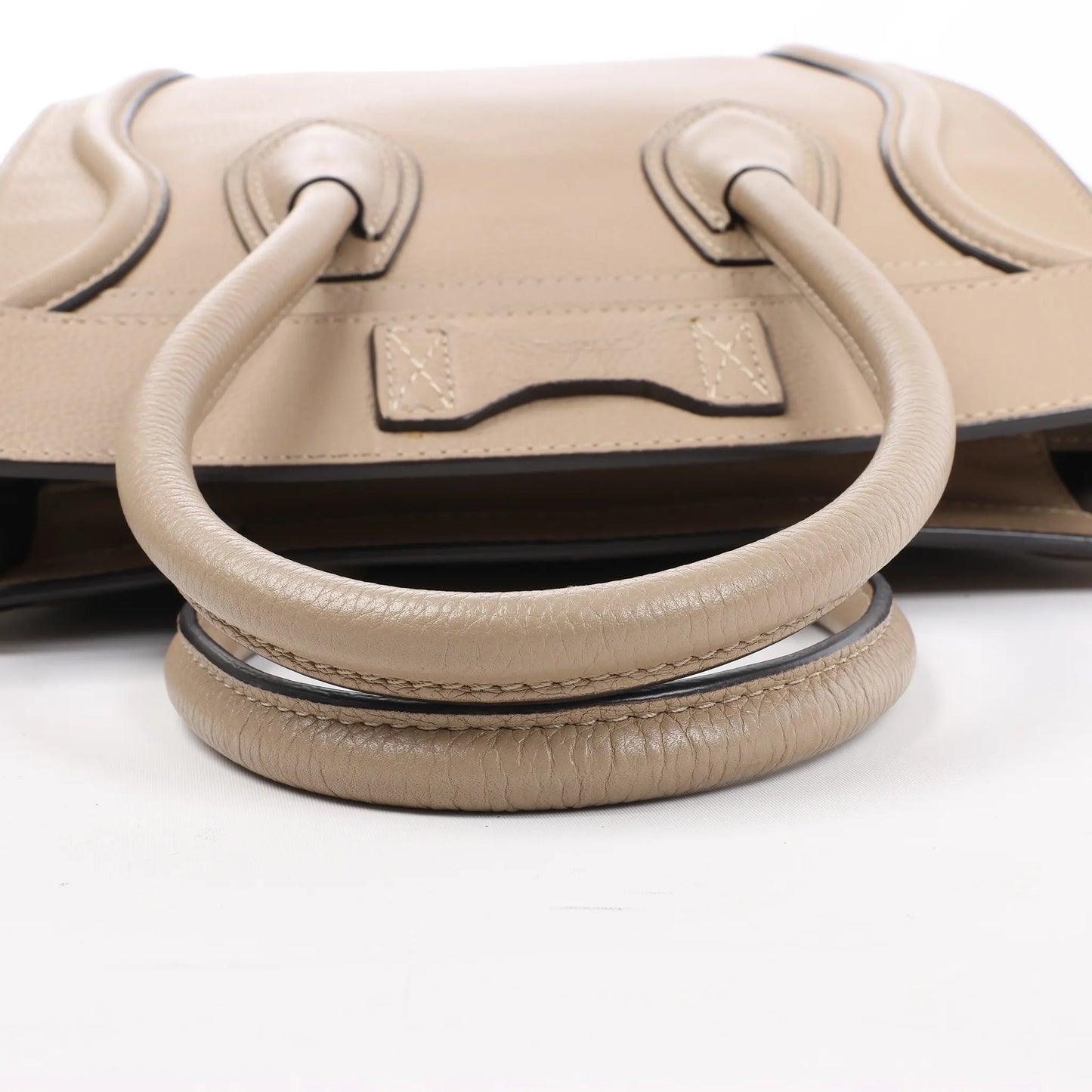 Celine Luggage Micro Leather Handbag in Beige