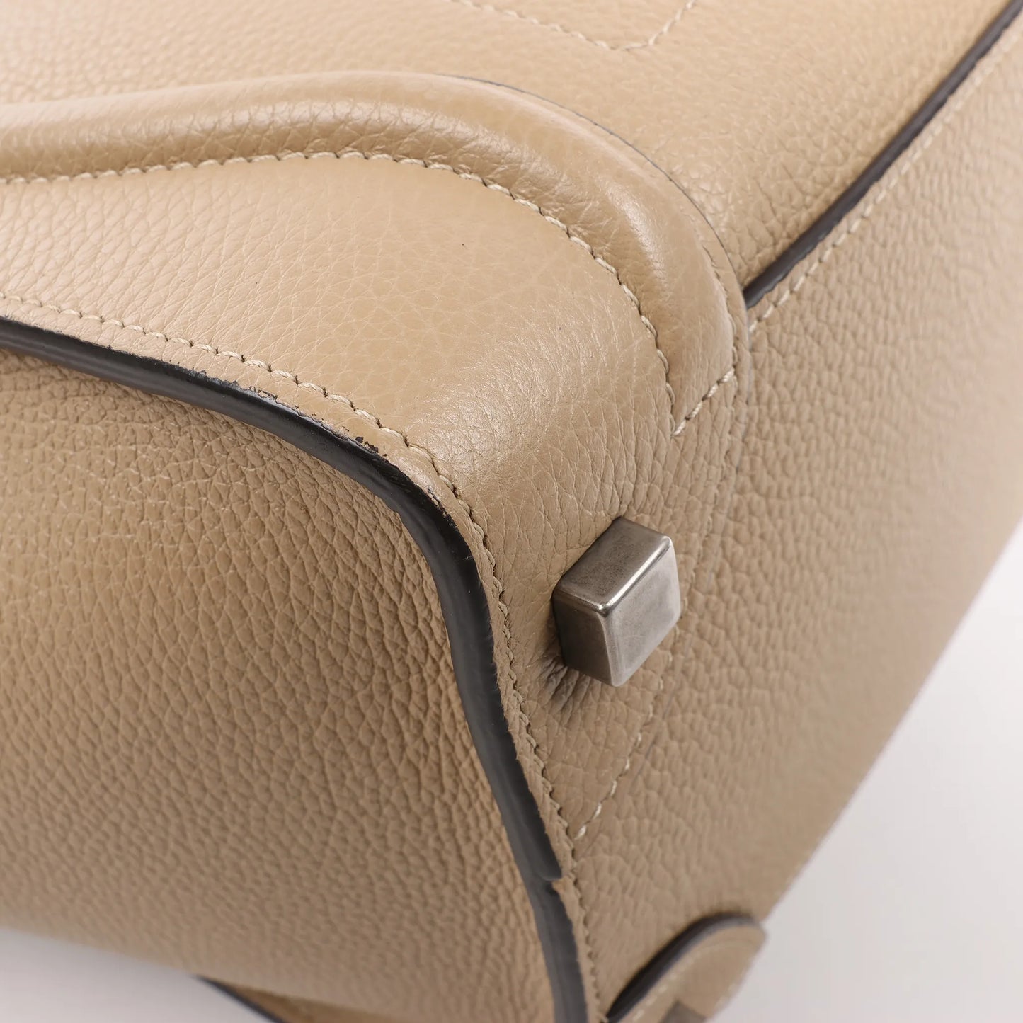 CELINE Luggage Micro Leather Handbag in Beige