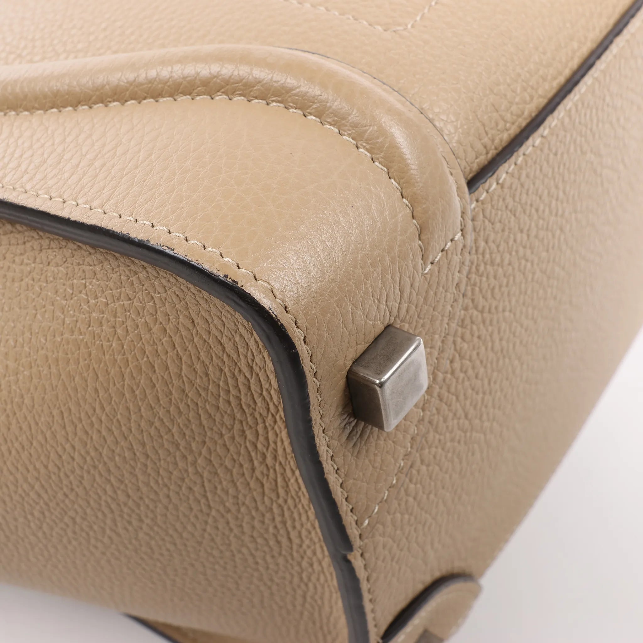 CELINE Luggage Micro Leather Handbag in Beige