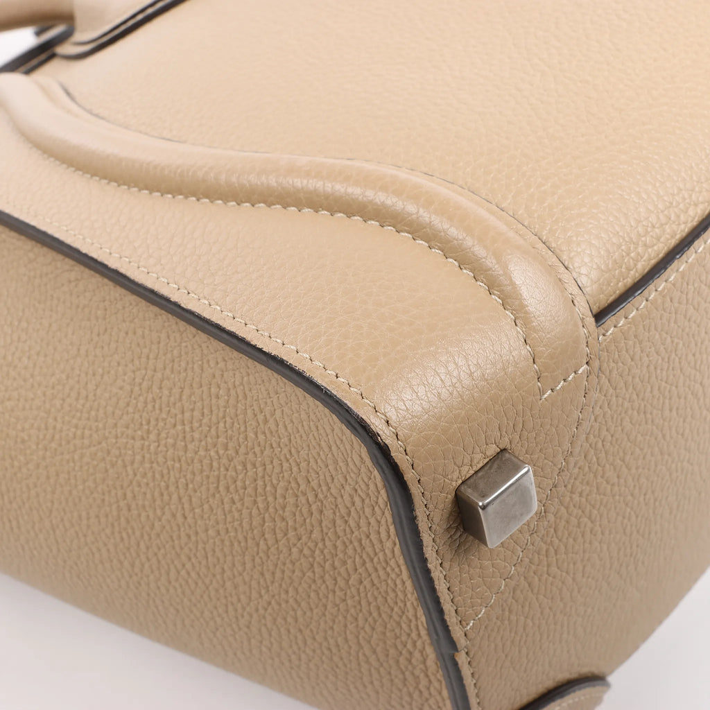 CELINE Luggage Micro Leather Handbag in Beige