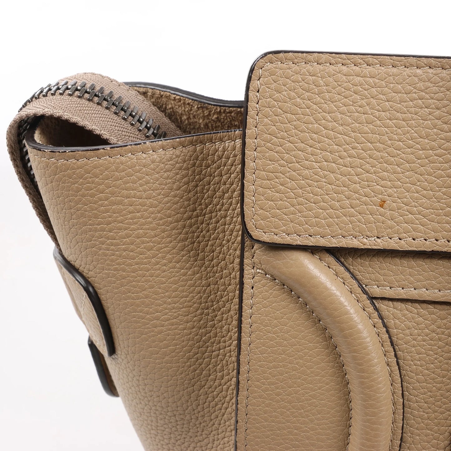 CELINE Luggage Micro Leather Handbag in Beige