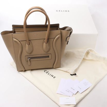 CELINE Luggage Micro Leather Handbag in Beige