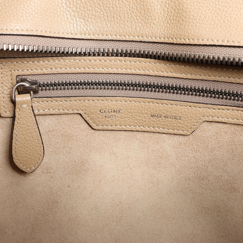 CELINE Luggage Micro Leather Handbag in Beige