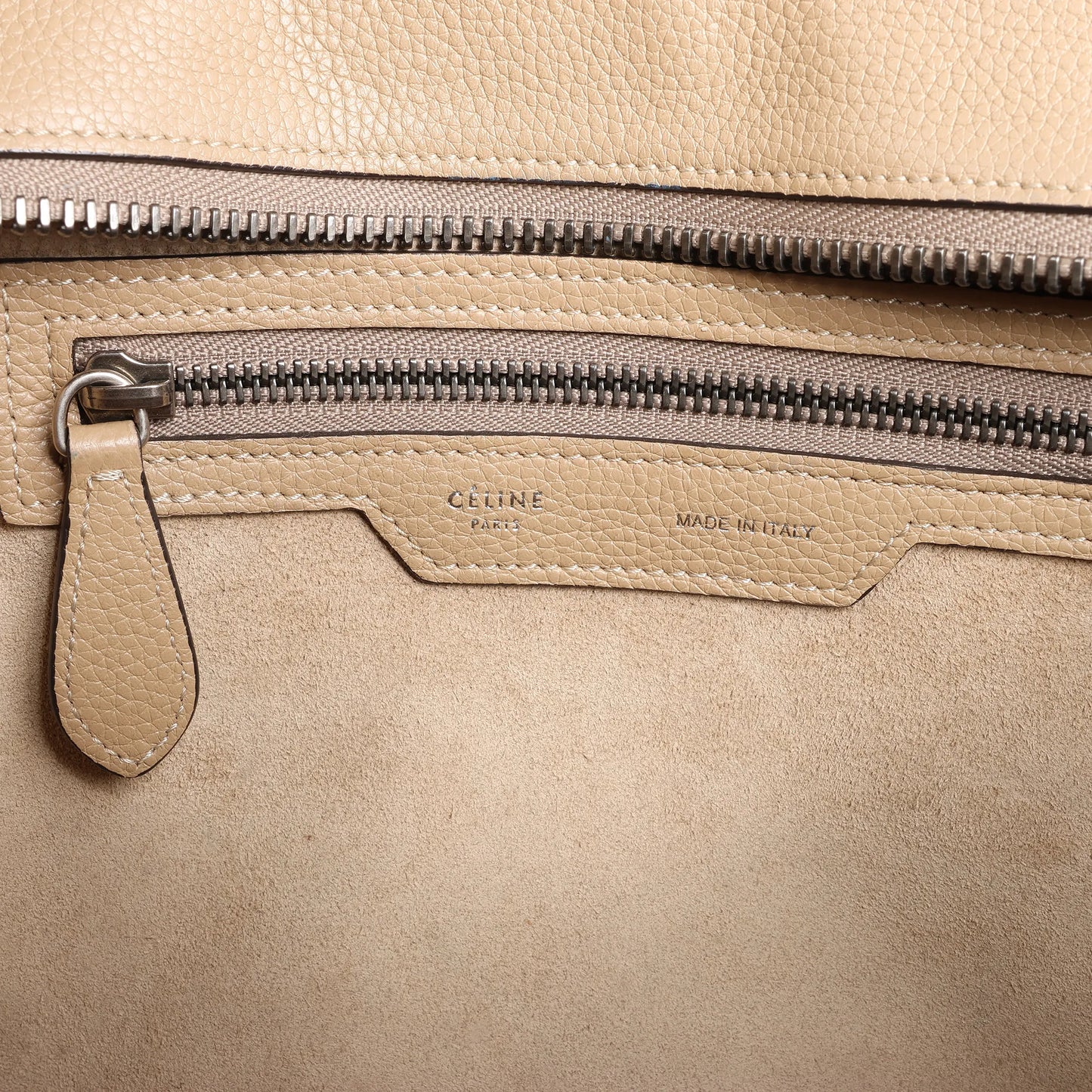 CELINE Luggage Micro Leather Handbag in Beige