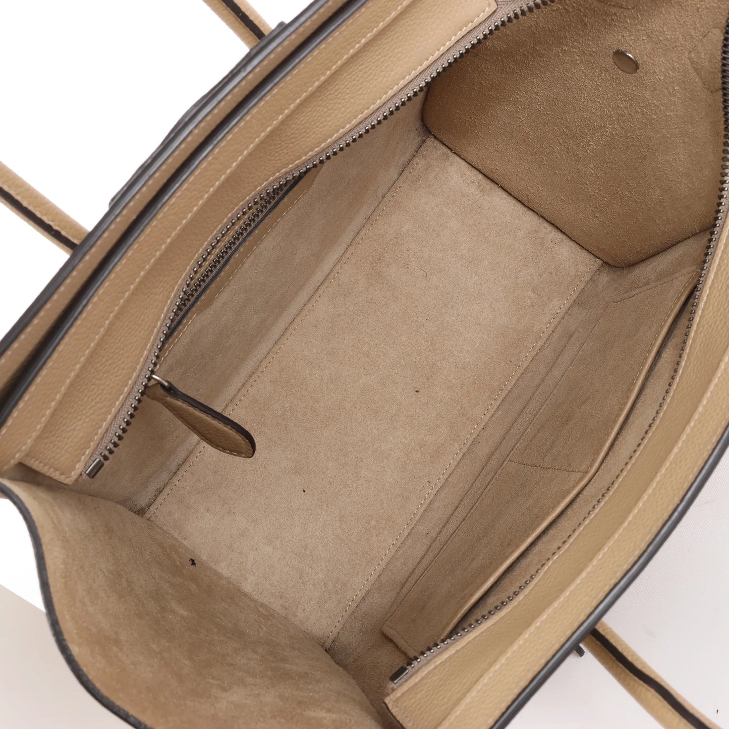 CELINE Luggage Micro Leather Handbag in Beige