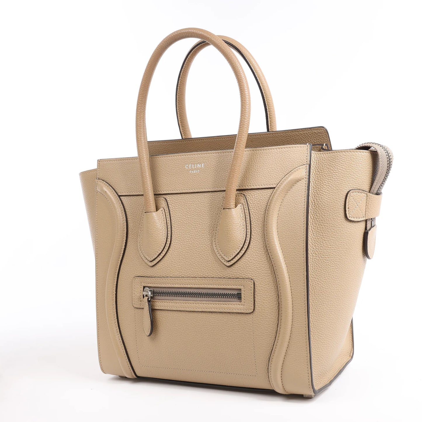 CELINE Luggage Micro Leather Handbag in Beige