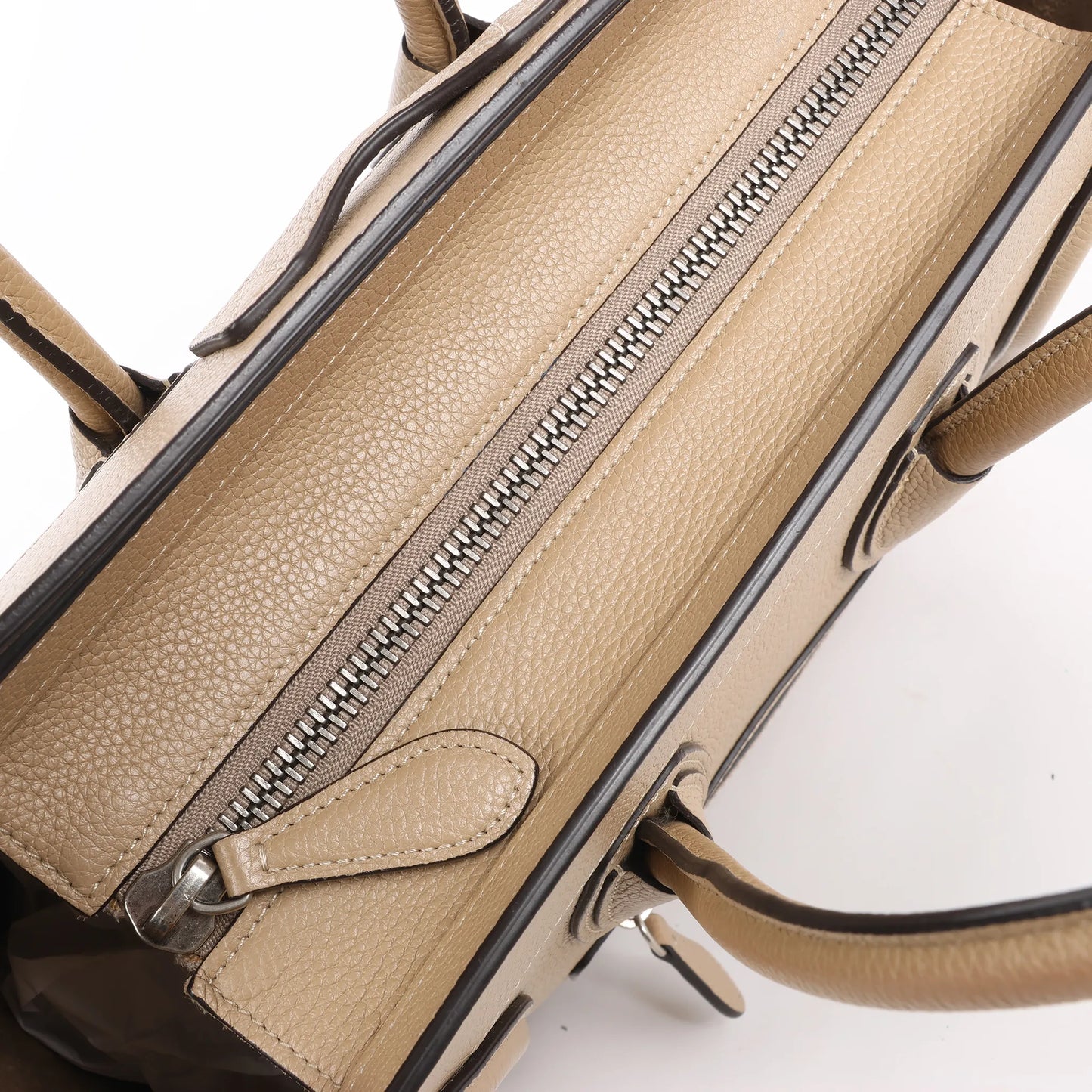 CELINE Luggage Micro Leather Handbag in Beige