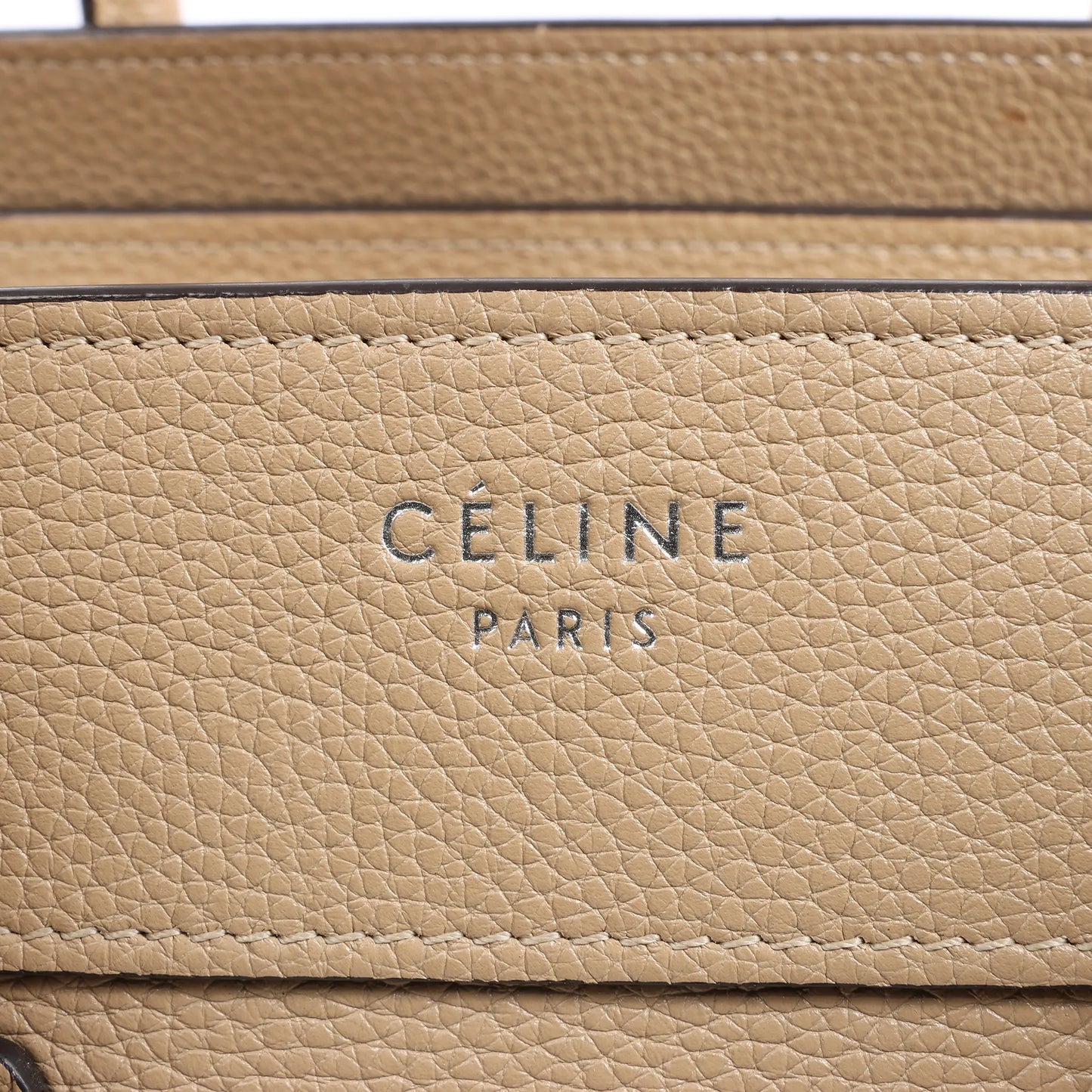 CELINE Luggage Micro Leather Handbag in Beige