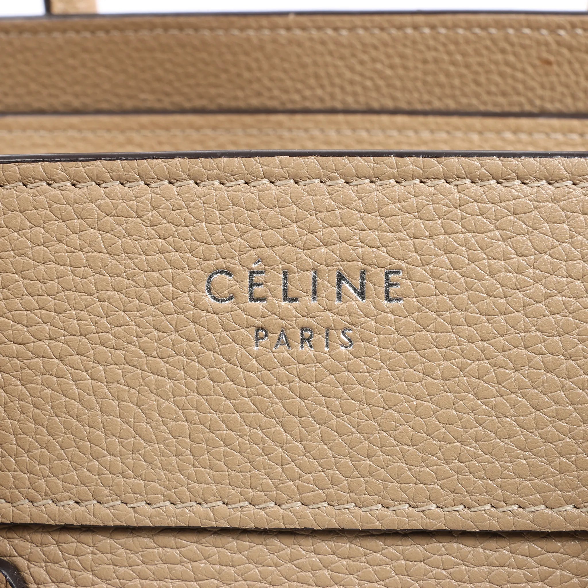 CELINE Luggage Micro Leather Handbag in Beige