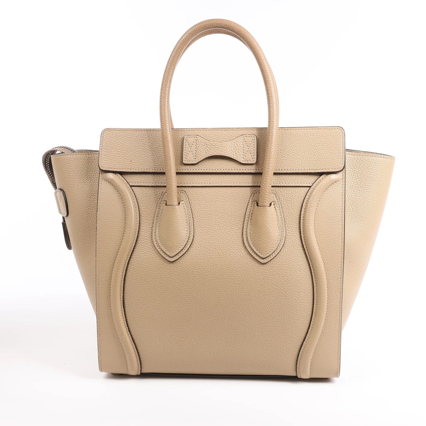 CELINE Luggage Micro Leather Handbag in Beige