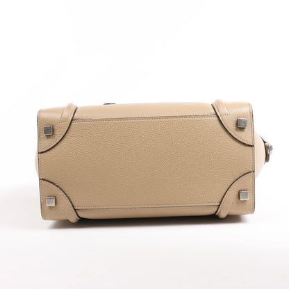 CELINE Luggage Micro Leather Handbag in Beige