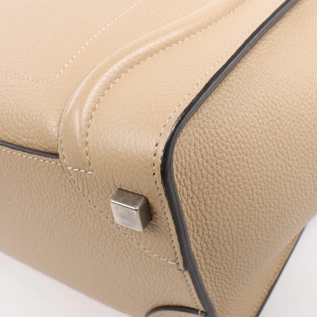 CELINE Luggage Micro Leather Handbag in Beige